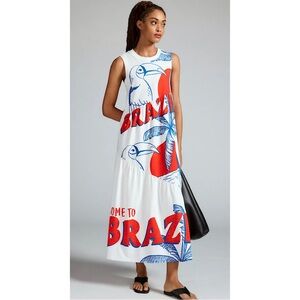 FARM Rio Vibrant White and Blue Maxi Dress